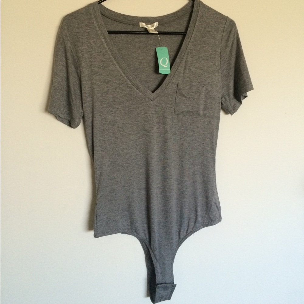 Two short sleeve v-neck bodysuits